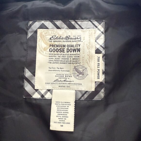 Eddie Bauer Premium Quality Goose Down White/Black Plaid Vest Size Med - Picture 4 of 7